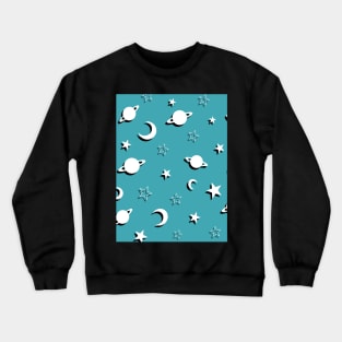 Space Planets, Stars and Moons Scene Crewneck Sweatshirt